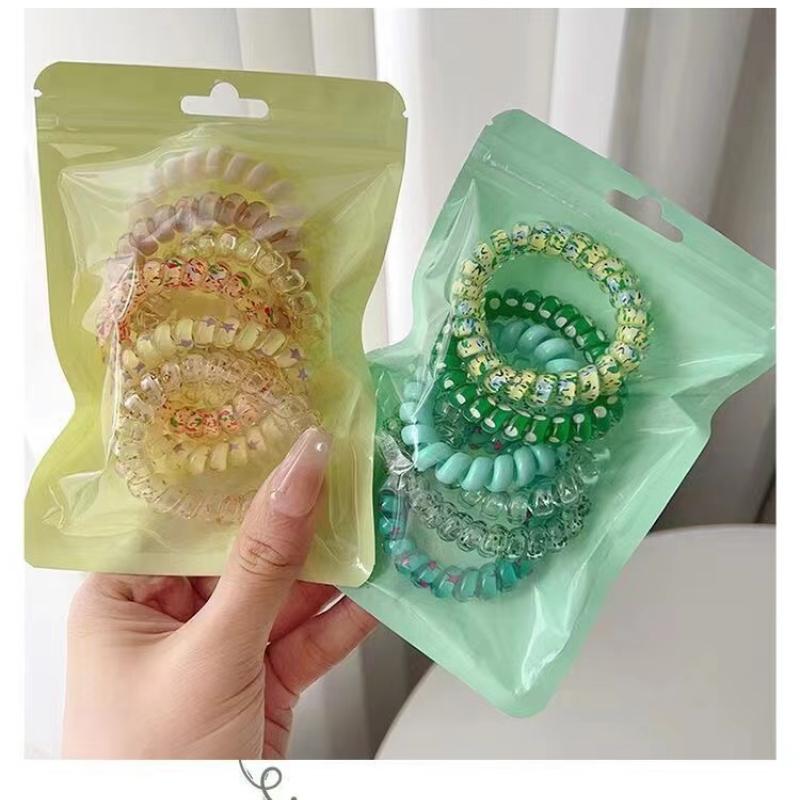 6 шт./компл. Женская модная эластичная резинка для волос в виде телефонного шнура, красочная, с принтом, спиральная, резинка, резинки для волос, аксессуары для волос, подарок