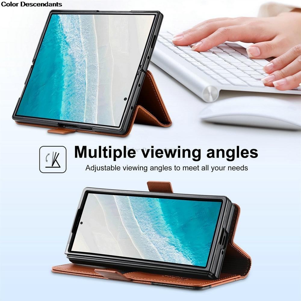 Роскошный кожаный чехол для телефона Samsung Galaxy Z Fold 7 Fold6 3 4 5 6 5G 2025 Магнитная книжка Бизнес-кошелек с RFID-защитой