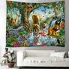 Forest Tiger Pattern Wild Animal Theme Tapestry Living Room Bedroom Decoration Background Wall Hanging Art Decor Hanging Curtain