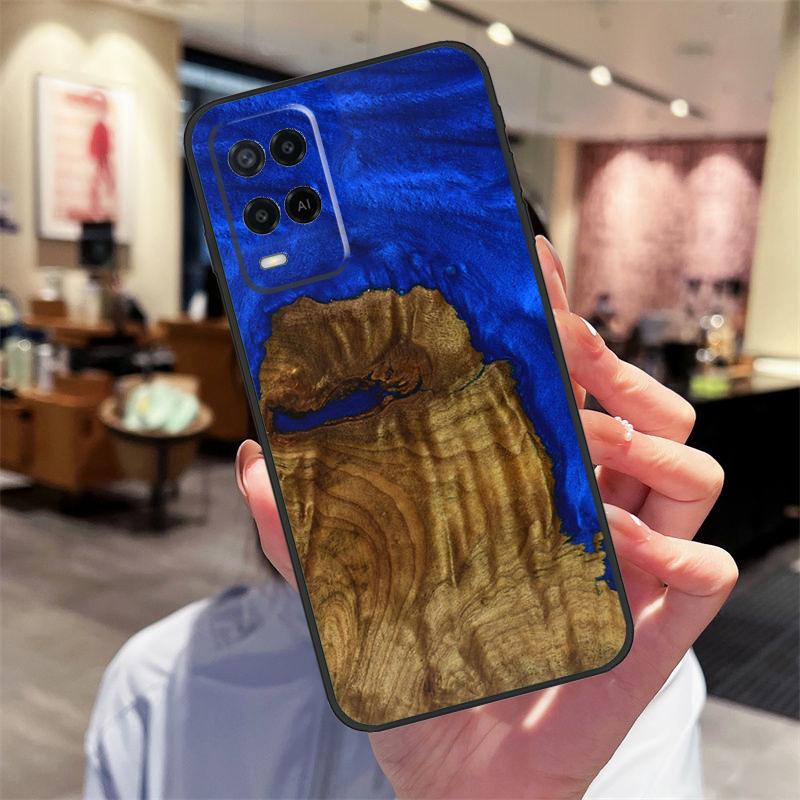 Деревянный кейс из смолы для Oppo A40 A60 A80 A18 A38 A58 A78 A98 A16 A76 A96 A15 A17 A77 A74 A94 A54 A57S Чехол