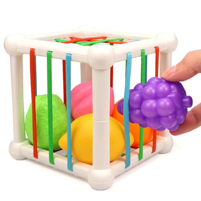 Infant Fruit Sisele Toy Set, Rainbow Rubik'S Cube Sisele Baby Cognitive Educational Toys