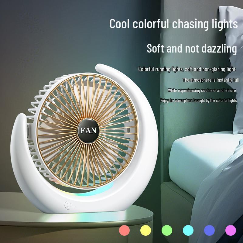 Colorful USB Rechargeable Mini Desktop Fan - Portable & Compact