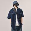 Japanese Retro Fashion Brand Summer Loose Denim Short Sleeved Shirt Artistic Youth Workwear Shirt Men'S And Women'S Layered Jacket
