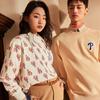 MLB Los Angeles Dodgers Vintage Floral Print Graffiti Crewneck Loose Casual Sweatshirt Unisex sweatshirt Cream 3AMTM0231-07CRS