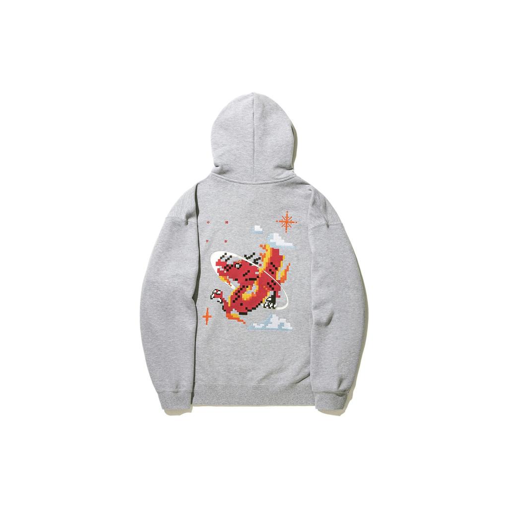 Li Ning Daily Prosperity Series Snowflake Totem Loose Pullover Hoodie Men Hoodies Gray AWDU337-5