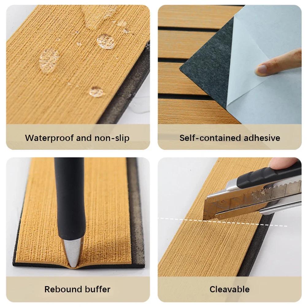 58x2400x5mm Single Strip Imitated Teak Yacht Boat Deck Mat Flooring Brown Anti Skid Mat Pad EVA Foam Marine Boating Accessories