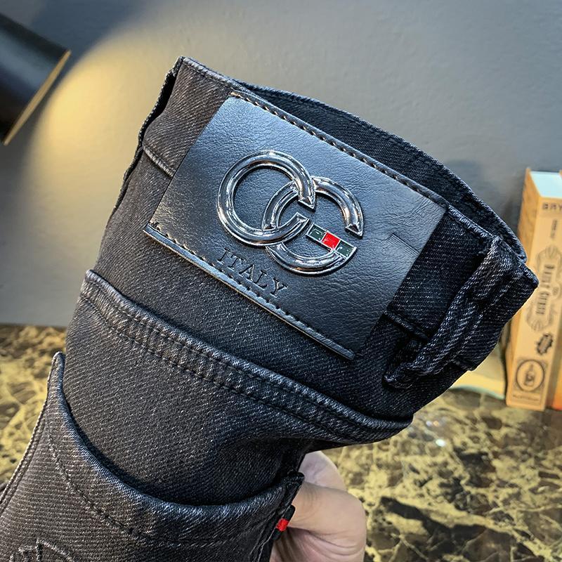 2024 Осень и зима Новые черные и бархатные теплые джинсы мужские модные брендовые высококачественные свободные прямые простые повседневные брюки