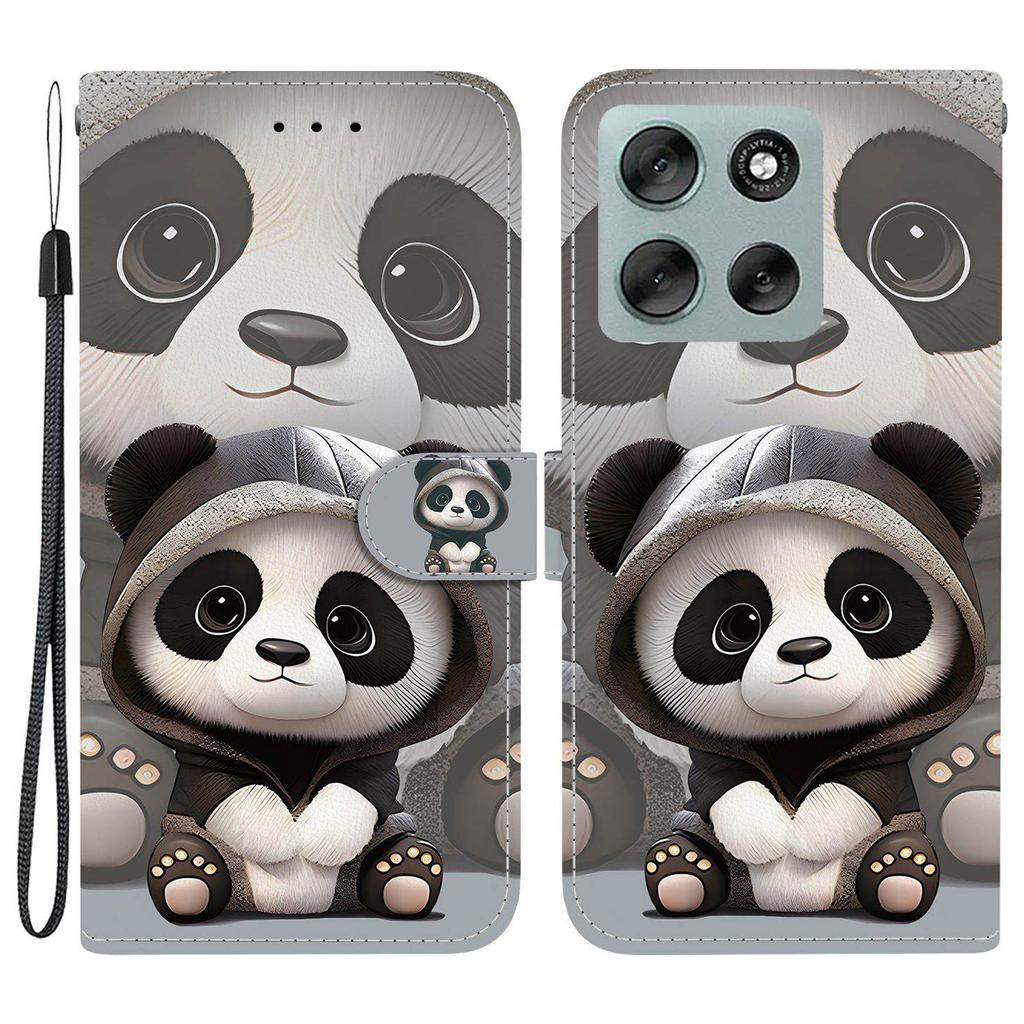 Для Motorola Moto G56 5G Кошелек Чехол С Принтом Кожаная Подставка Чехол для Телефона с Ремешком