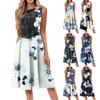 Женское повседневное модное платье миди с цветочным принтом и круглым вырезом без рукавов
