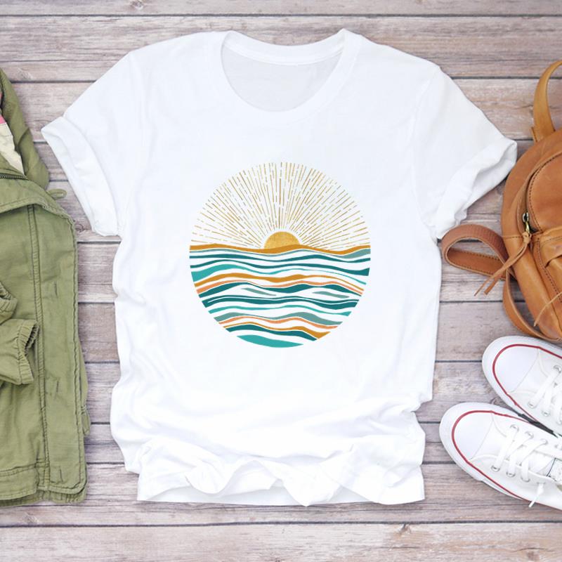 (Asian Size) T Shirt Top Plant Cartoon Trend Cute 90s Fashion Casual Clothing Tee Short Sleeve Women Print Lady Female O-neck Graphic T-shirt