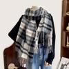 Winter Scarf Women'S New European And American Imitation Cashmere Plaid Printed Scarf With Tassel Shawl