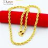 Hip Hop 24K Gold Necklace 4MM Twisted Rope Twist Electroplating Gold Necklace for Men & Women Wedding Jewelry Gifts