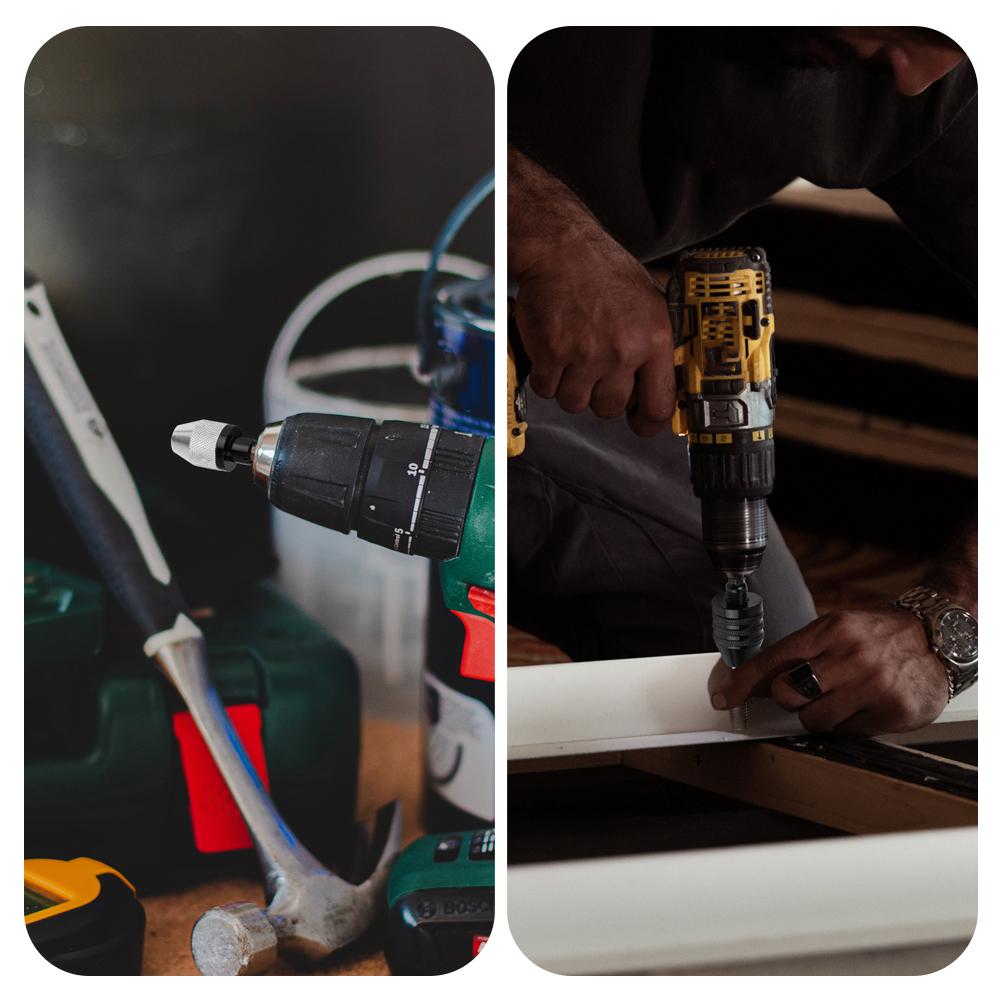 Shaft Quick Change Impact Drills Bits 1/4" Hex Shank Keyless Drill Chuck 0.3mm-8mm Round Shank