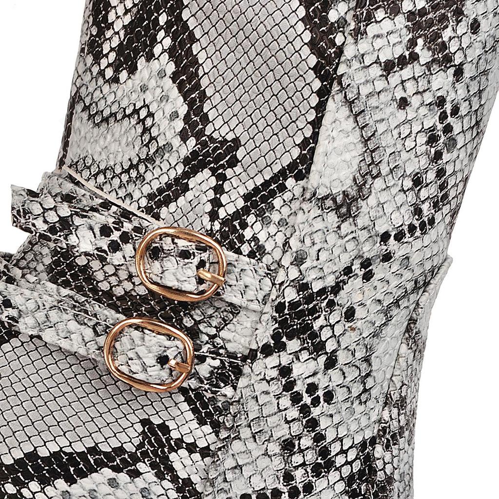 Q/Women's High Heel Boots Sexy Snake Skin Pattern Thick Heel Women's Boots Autumn and Winter New Large Size Boots