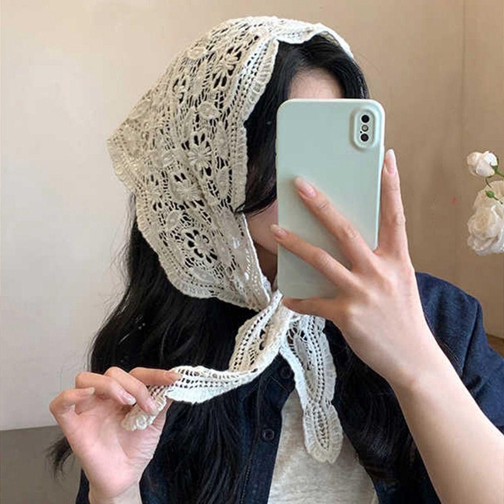 Fake Collar Lace Shawl White Flower Scarves Elegant Lace Triangle Scarf Women