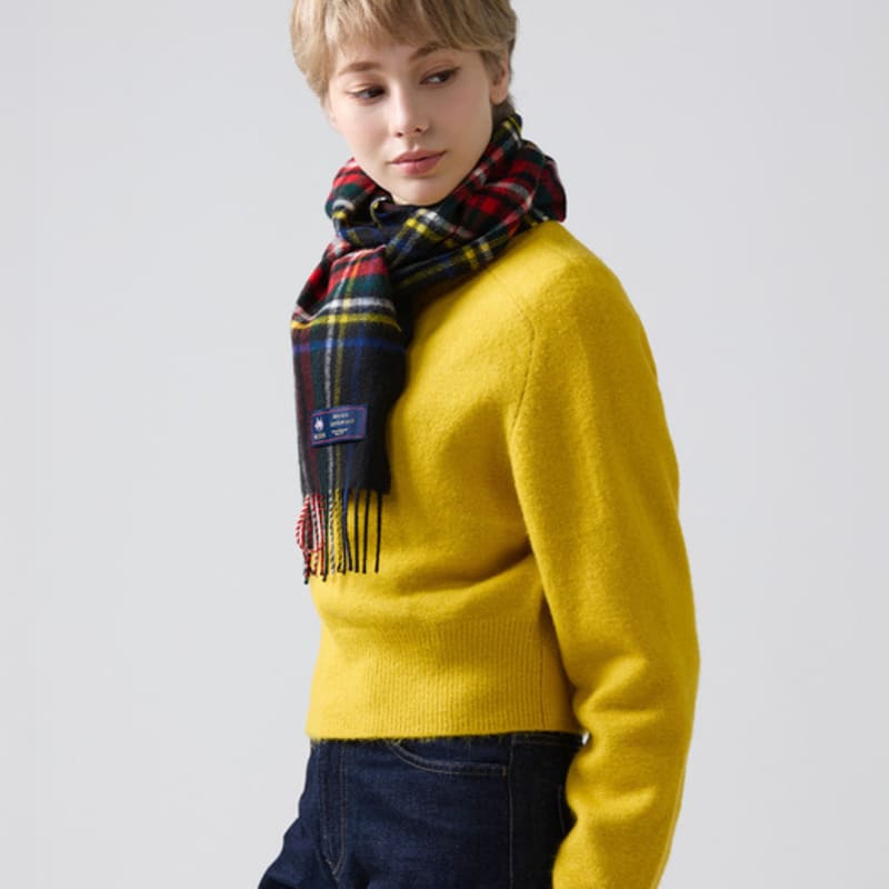 ABRAHAM MOON Шарф из мериносовой шерсти 25 см - Черный Стюарт