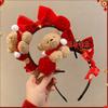Pony Red Velvet Bow Hairband Cartoon Plush Hair Hoop Sweet New Year Headband  Photo Prop