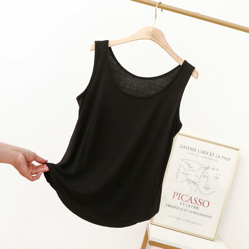 Майки из модала с круглым вырезом от XL до 6XL, летняя женская майка, тонкая свободная футболка без рукавов, однотонная футболка, большой размер