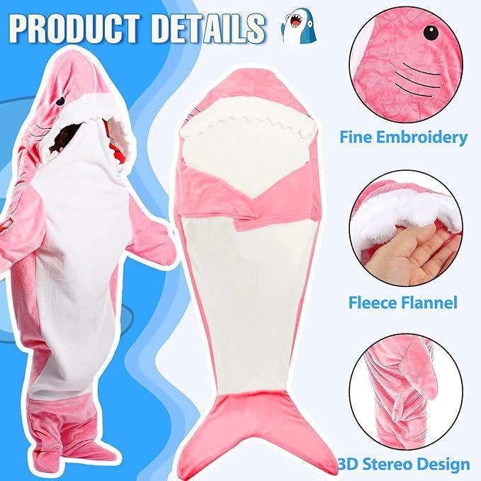 Autumn-Winter Cartoon Shark Flannel Sleeping Bag – Warm, Thick, One-Piece for Couples & Adults