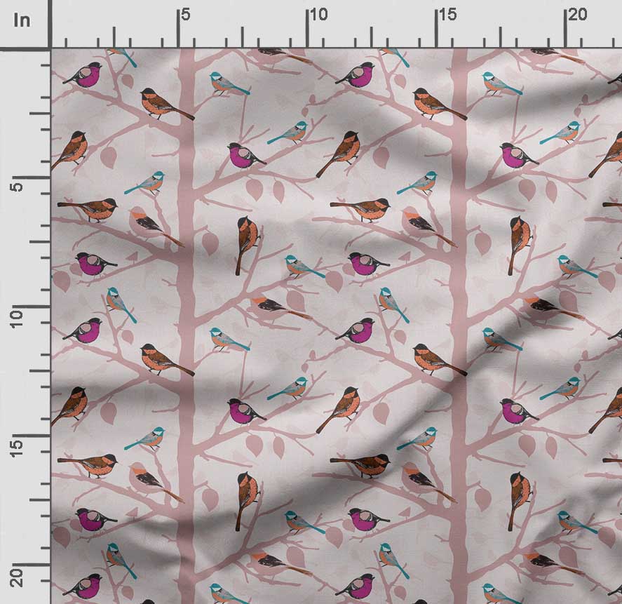 Soimoi Принт «Птица с листьями», Хлопковый батист, Ткань для квилтинга, продаваемая во дворе, шириной 42 дюйма, Хлопчатобумажная ткань средней плотности, Швейные принадлежности,