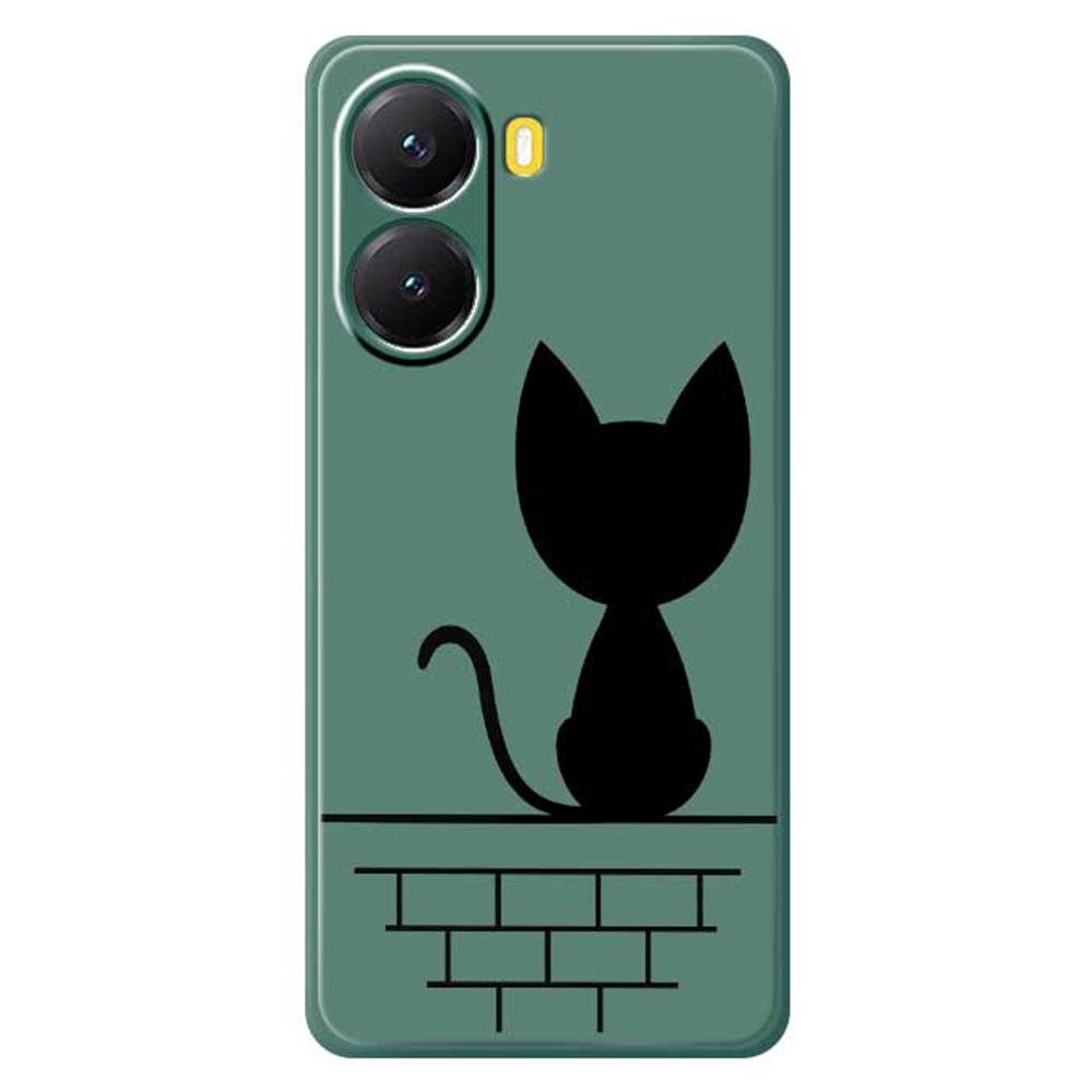 For Xiaomi Redmi Turbo 4 5G/Poco X7 Pro 5G Case Black Cat on the Wall Pattern Printing Straight Edge TPU Phone Back Cover