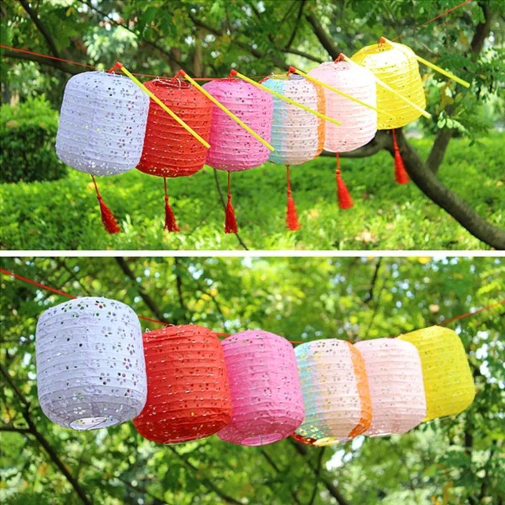 Cylindrical Hanging Lampion Colored Hollow Lantern Festival Lantern Paper Lantern Mid-autumn