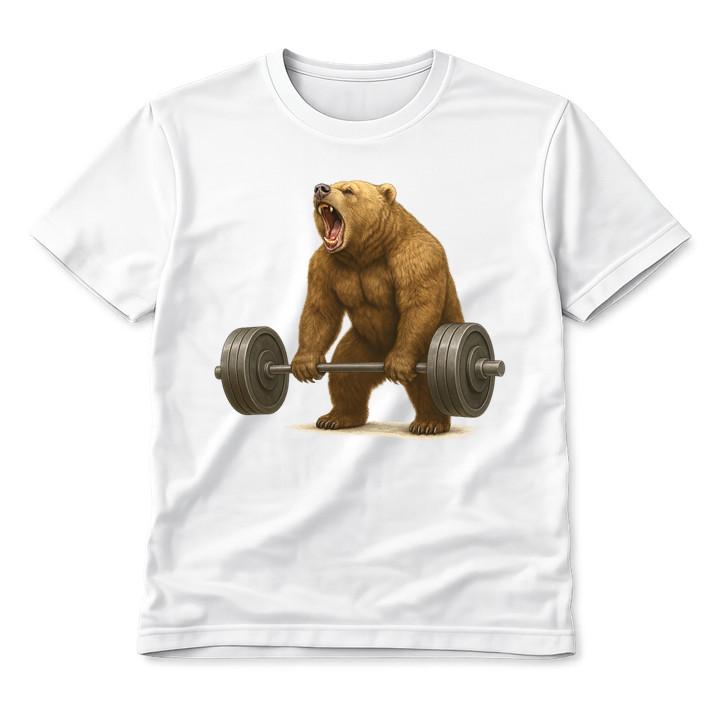Angry Bear Weightlifting Funny Deadlift T-Shirt Gym Bodybuilding Graphic Tee Fit