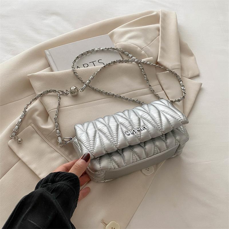 Underarm Bag New Trendy and Fashionable Wrinkled Bag French Niche Chain Bag Women's Casual Square Bag Crossbody Bag