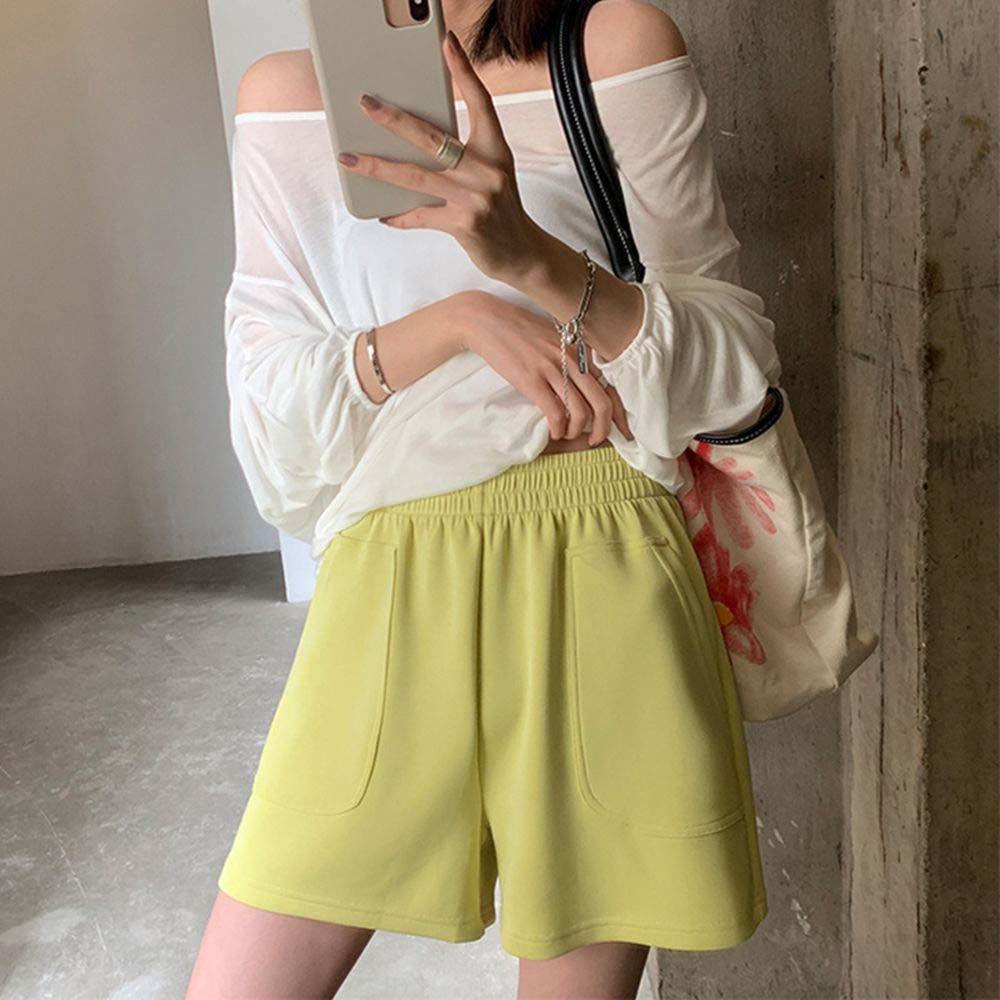 Women Home Solid Color Girl Women's Breeches High Waist Shorts Sports Shorts Boxer Panties