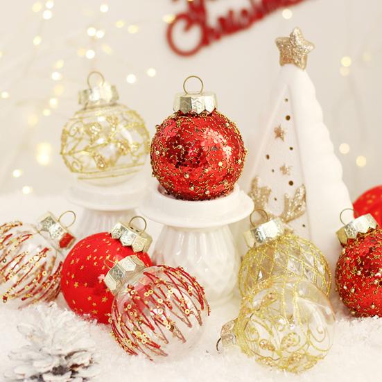 Yousheng 25 Pcs 2.36 Inch Christmas Ball Ornaments Glitter Sequin Plastic Ball Christmas Tree Hanging Decorations for Indoor Outdoor Holiday Decor