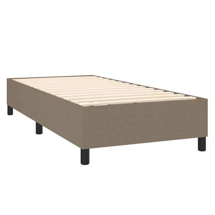 Sommier à lattes avec matelas - Taupe - 90x200 cm - Tête de lit réglable - Tissu durable