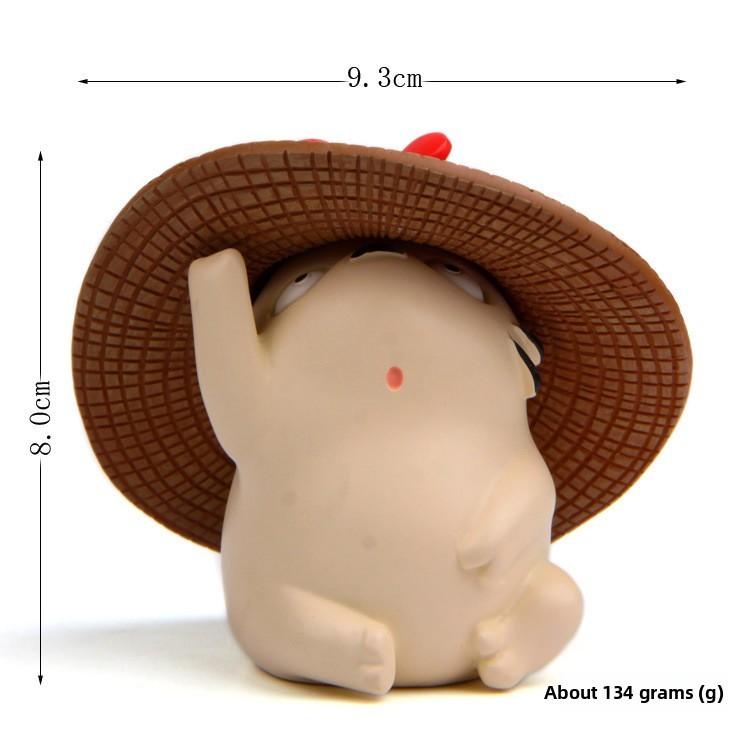 Cartoon My Neighbor Totoro Small Resin Sculpture With Straw Hat For Miniature Landscaping And Gift Use