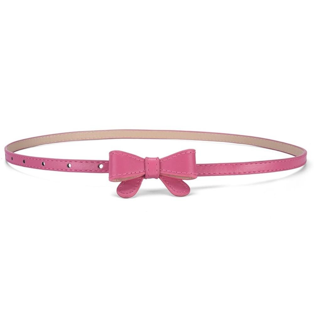 New Bowknot Leather Belt Solid Color Adjustable Thin Belt Simple Waist Chain for Jeans