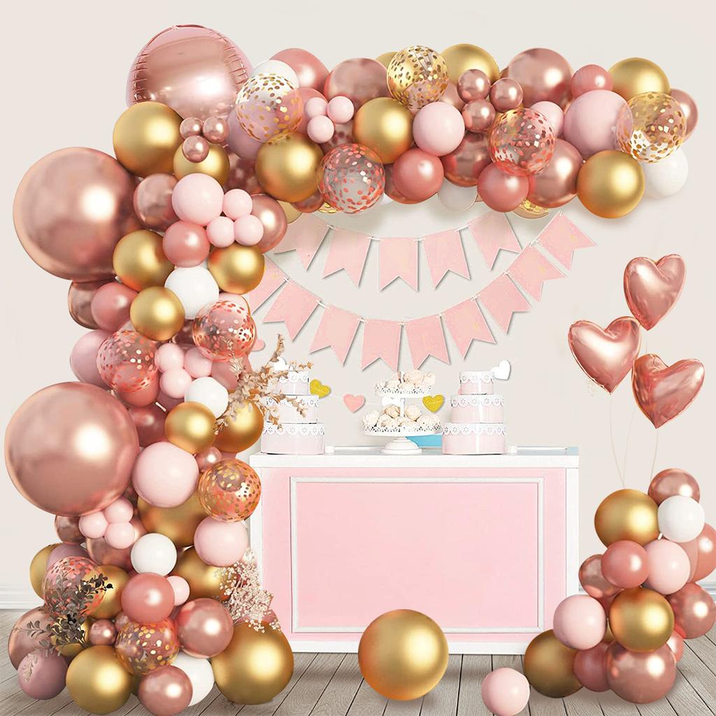 Rose Gold Balloon Garland Arch Kit Birthday Party Decor Foil Latex Ballon Wedding Birthday Party Baby Shower Balllon