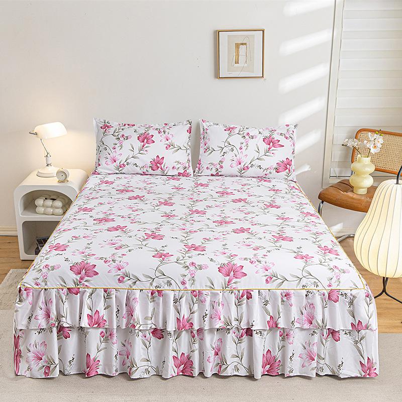 Bedroom Household Single-piece Sanding Bed Skirt Solid Color Skin-friendly Bedspread Bed Cover Bedroom Student Dormitory Sheets