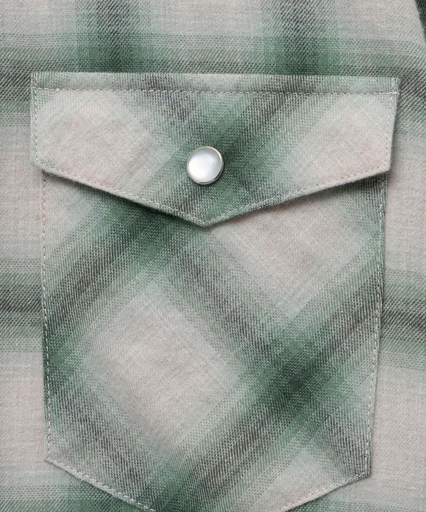 NOIRER Ombre Western Check Shirt (Green)