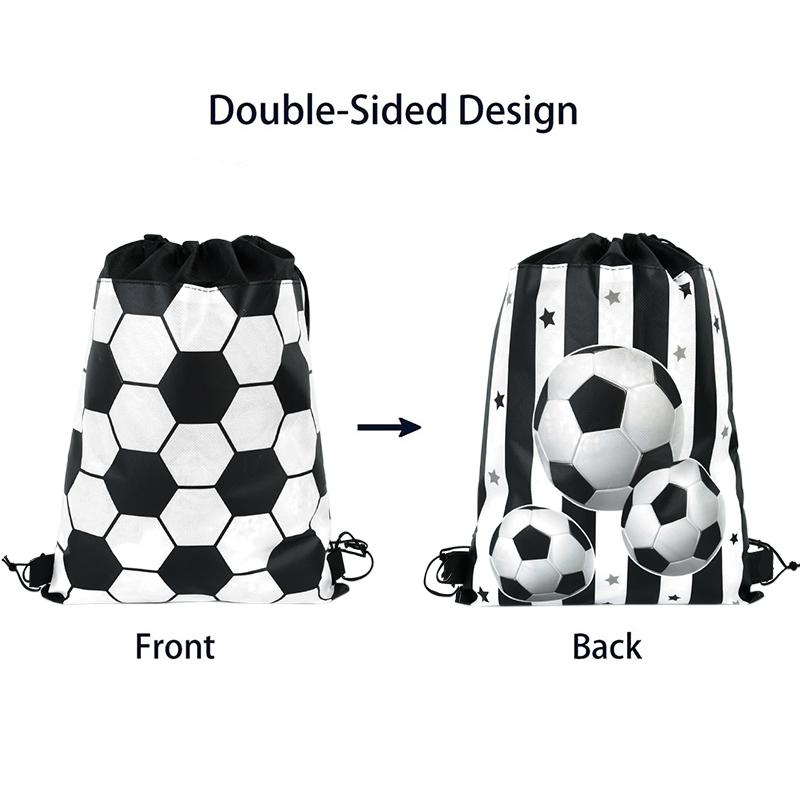 1-20Pcs Football Theme Gift Bags Non-woven Soccer Drawstring Goodie Bag Backpack Kids Sport Birthday Party Favors Decor Supplies