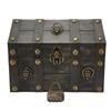 Wooden Treasure Chest Boxes Hand Crafted Vintage Wooden Box with Mini Metal Lock for Storing