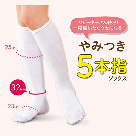 Nursery Compression Knee Socks for 5 Pairs Sizes Black 9000024A Five-Toe Nurses, Medical, Office, Women's, (x 1), 23-25, (5 Pairs)