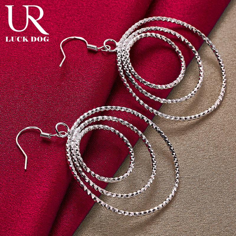 Серьги-подвески из стерлингового серебра 925 пробы с тремя кольцами, модные свадебные украшения