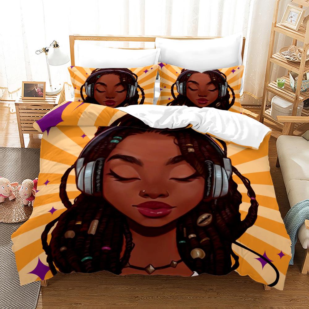 Bed Three-Piece Set 3D Three-Piece Set Size Girl Quilt Cover Printing