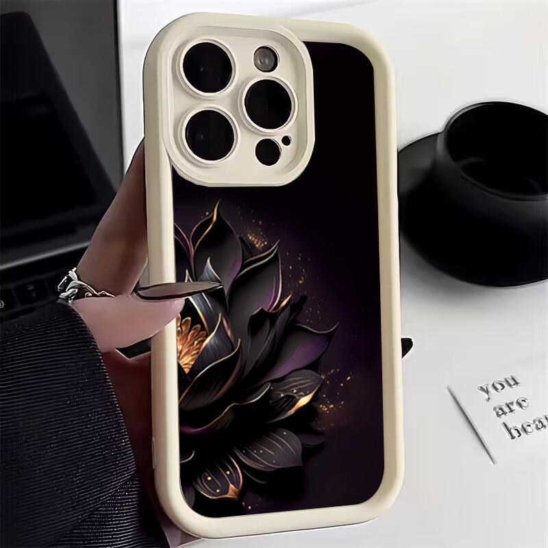 Роскошный чехол для телефона с узором «Цветок лотоса» для iPhone 17 16 15 14 13 12 11 Pro Plus Max 17 Air 16E X XR XS Мягкая силиконовая задняя крышка