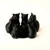 Черный Кот Кольцо Подсвечник Сидящий Дизайн 3D Печатный Держатель для Свечей Набор из 6 Штук Стильные Акценты Кошачий Орнамент