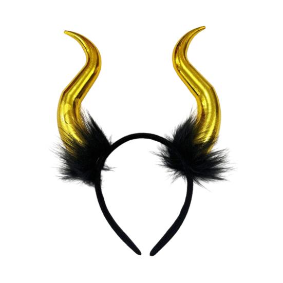 Halloween Devil Horns Plush Headband Cosplay Gothic Hair Hoop Dress Up Accessories Party Outfits Headband