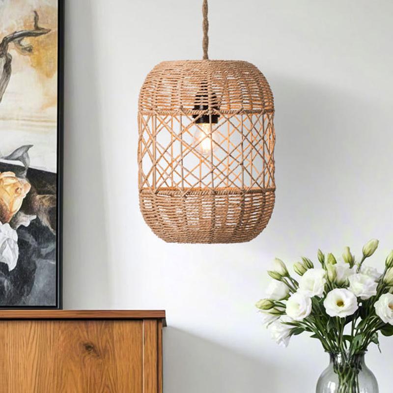 1 шт. Люстра из искусственного ротанга для чайного домика, ротанговая люстра для гостиной в деревенском стиле, плетение из бумажной веревки, бамбук, многоразмерная