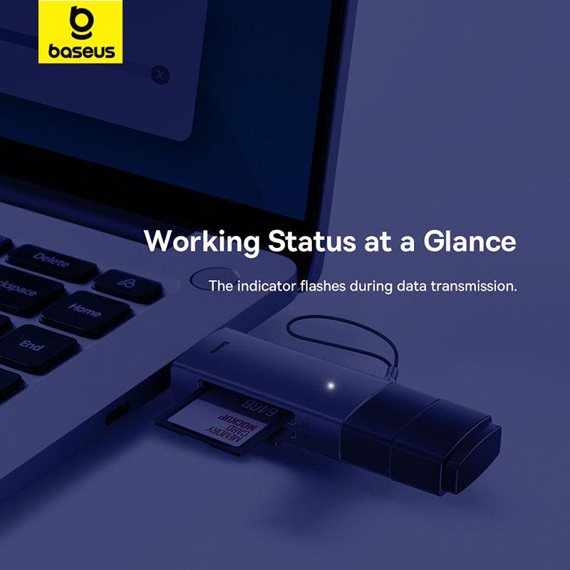 Baseus Устройство чтения карт памяти USB C и USB3.0 для SD Micro SD TF, устройство для чтения карт памяти 104 МБ/с, 2 ТБ, устройство для чтения смарт-карт для ноутбуков, аксессуары
