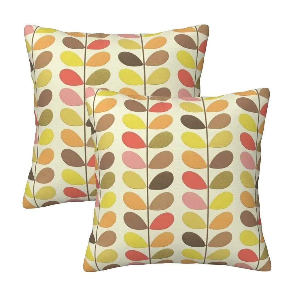 Orla Kiely Multi Stem Colorful Fabric 2 pcs Square Pillowcase Pillow Cover Cushion Comfort Throw Pillow for Home Living Room