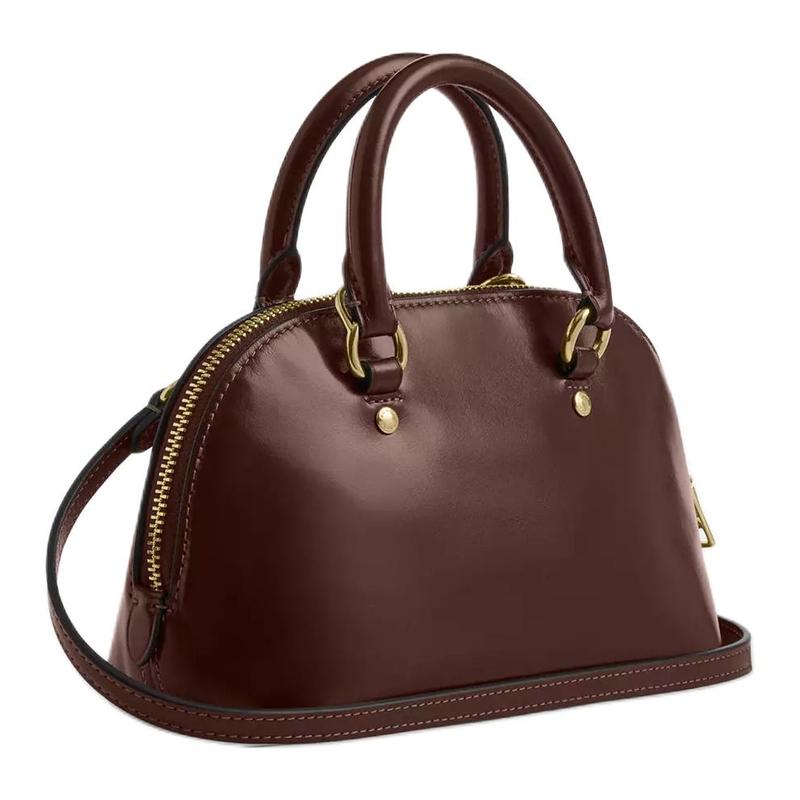 Coach Сумка-портфель Lara 22 на молнии с серебряной фурнитурой из коровьей кожи маленькая женская кленового цвета