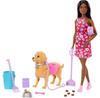 Кукла Barbie Malibu Прогулка с собачкой чистюшкой Набор Кукла + собачка игрушка, которая ходит и "справляет нужду", кукла Barbie