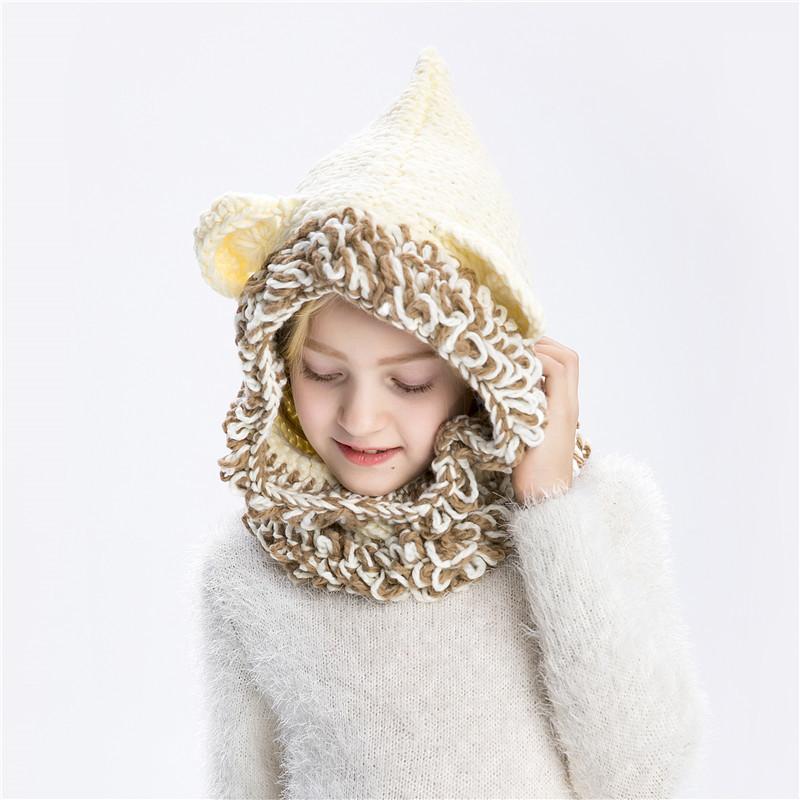 2020 осень и зима новая детская шерстяная шапка мультяшный животный медведь шапка с бахромой вязаный шарф для сохранения тепла зимой